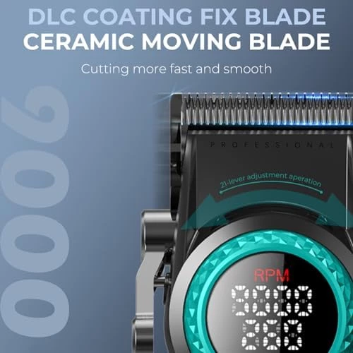 VGR 001 Profesyonel  Berberler için Karbon Çelik Bıçak Saç Kesme Makinesi 9000RPM, LED Ekran - 5