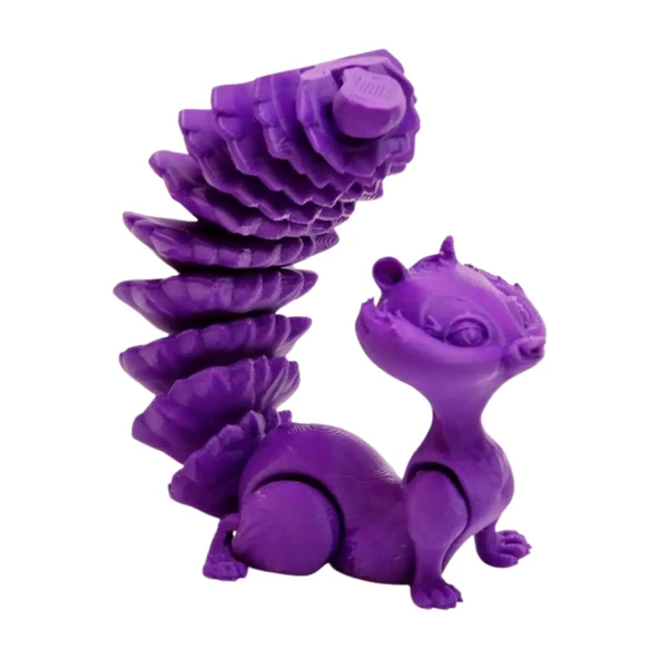 3D Hareketli Sevimli Sincap (Uzun Kuyruk) Oyuncak - Mor - Resim 2