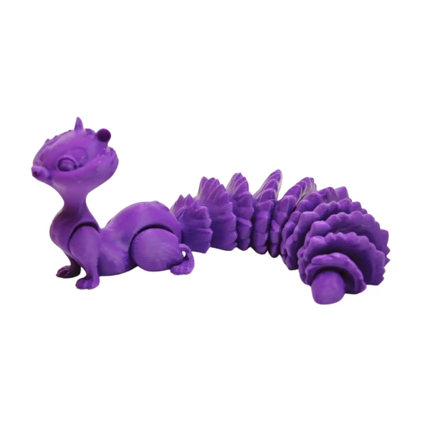 3D Hareketli Sevimli Sincap (Uzun Kuyruk) Oyuncak - Mor - Resim 4