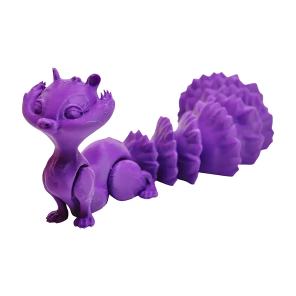 3D Hareketli Sevimli Sincap (Uzun Kuyruk) Oyuncak - Mor - Resim 7