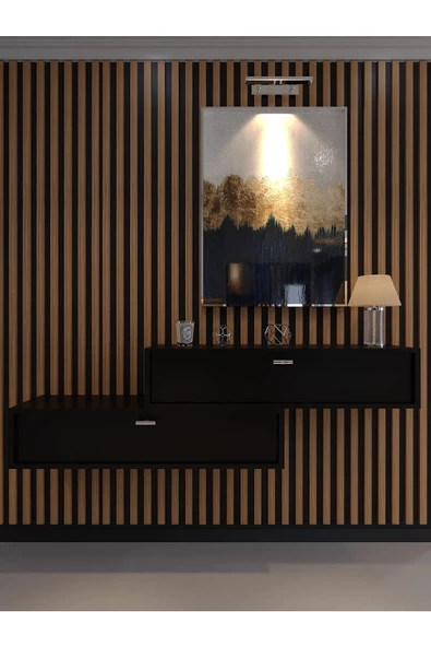 Myniture Home & Living Lüks Dresuar İkili Siyah - Silver Kulp - 2