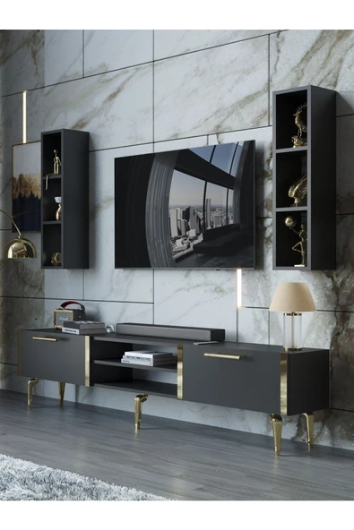 Myniture Home & Living Festival Tv Ünitesi G3000-4-Y1-D1 Gold Antasit
