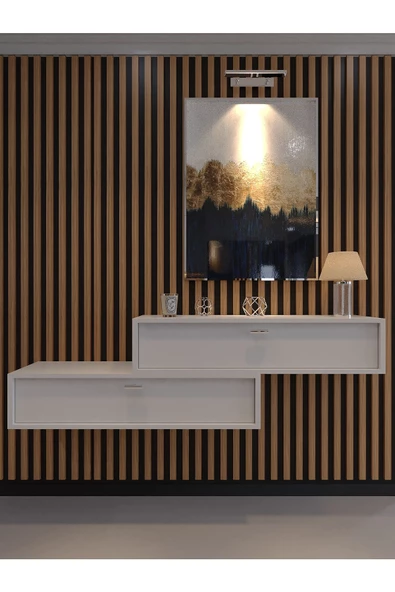 Myniture Home & Living Lüks Dresuar İkili Beyaz - Silver Kulp