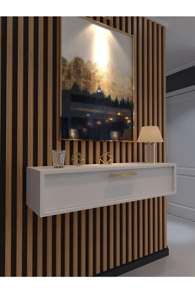 Myniture Home & Living Lüks Dresuar Beyaz - Gold Kulp - 2