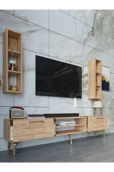 Myniture Home & Living Festival Tv Ünitesi G3000-6-Y1-D1 Gold A. Çam - Resim 3