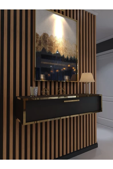 Myniture Home & Living Lüks Gold Dresuar Antrasit - Gold Kulp