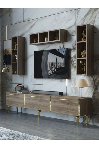 Myniture Home & Living Festival Tv Ünitesi G3007-2-Y1-D1 Gold Ceviz ürün görseli 1