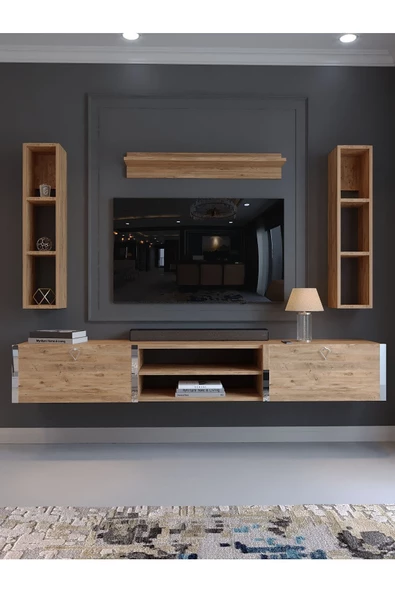 Myniture Home & Living Festival Tv Ünitesi S13009-6 Atlantik Çam Silver Duvara Monte tv sehpası - 2