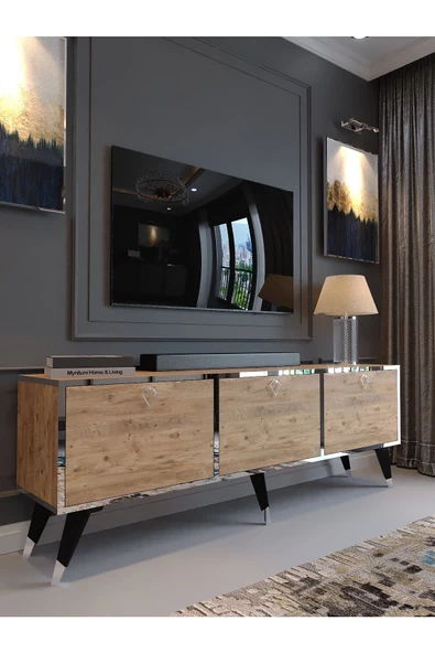 Myniture Home & Living Festival Silver Tv Sehpası SP-M1001-4 Antrasit Minifiks Bağlantı