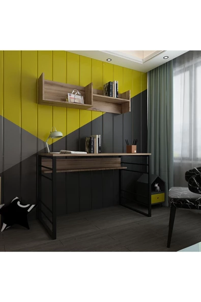 Myniture Home & Living Demir Ayaklı Icon Çalışma Masası Bilgisayar Masası Ofis Ders Yemek Masası 60x120cm Çırağan M2-3