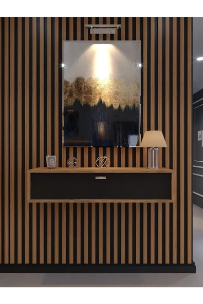 Myniture Home & Living Lüks Dresuar Çam Antrasit - Silver Kulp - 2