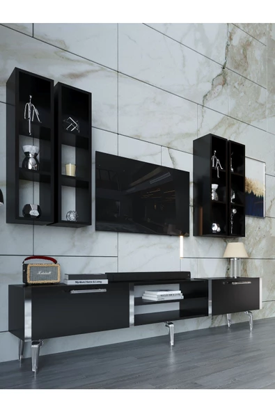 Myniture Home & Living Festival Tv Ünitesi S3001-7-Y1-D1 Silver Siyah - Resim 3