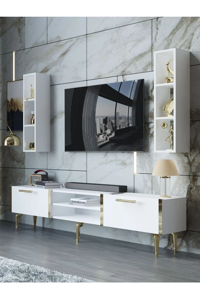 Myniture Home & Living Festival Tv Ünitesi G3000-1-Y1-D1 Gold Beyaz