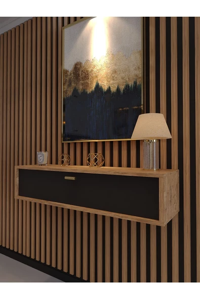 Myniture Home & Living Lüks Dresuar Çam Antrasit - Gold Kulp