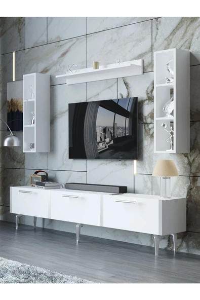 Myniture Home & Living Festival Tv Ünitesi S3008-1-Y1-D1 Silver Beyaz