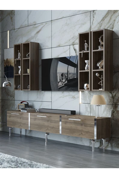 Myniture Home & Living Festival Tv Ünitesi S3002-2-Y1-D1 Silver Ceviz ürün görseli 1