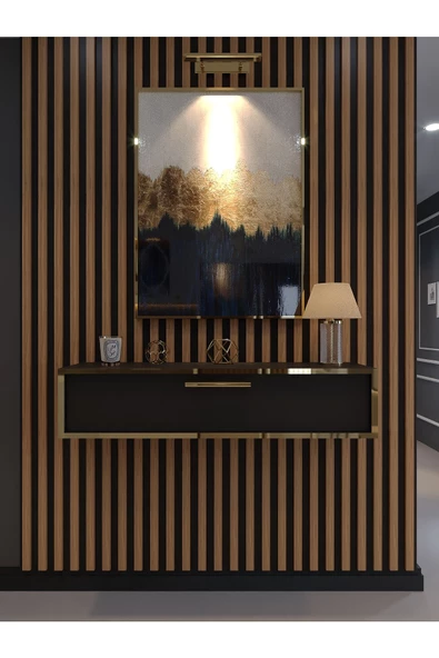 Myniture Home & Living Lüks Gold Dresuar Antrasit - Gold Kulp - 2