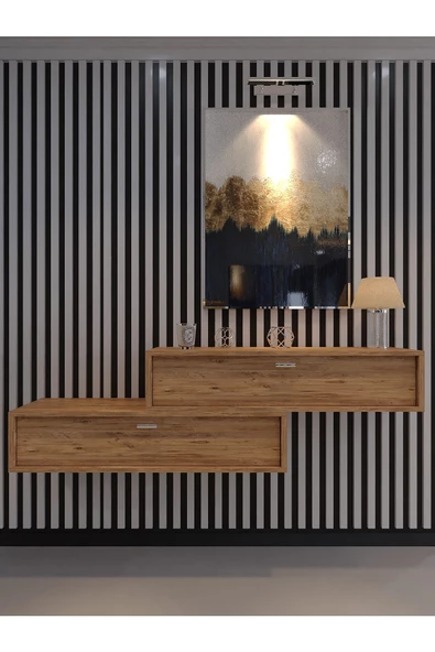 Myniture Home & Living Lüks Dresuar İkili Çam - Silver Kulp