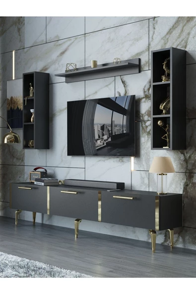 Myniture Home & Living Festival Tv Ünitesi G3008-4-Y1-D1 Gold Antasit ürün görseli 1