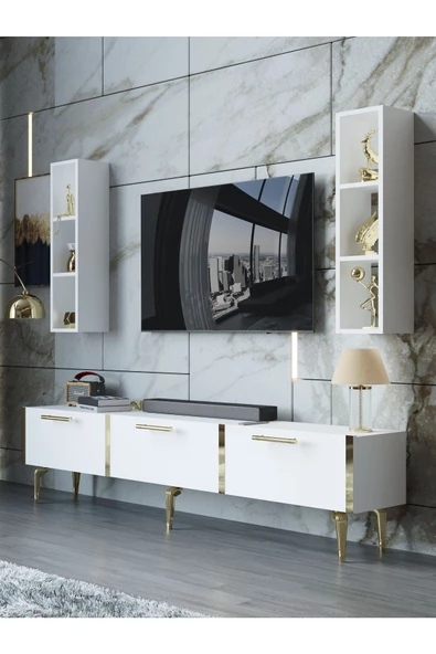 Myniture Home & Living Festival Tv Ünitesi G3004-1-Y1-D1 Gold Beyaz