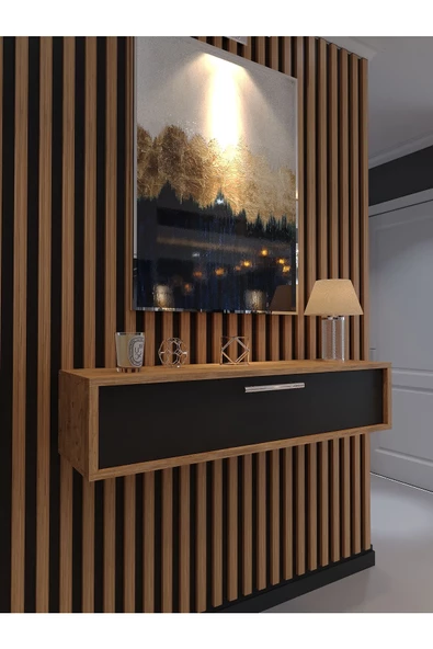 Myniture Home & Living Lüks Dresuar Çam Antrasit - Silver Kulp