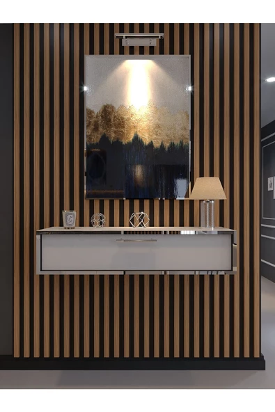 Myniture Home & Living Lüks Silver Dresuar Beyaz - Silver Kulp