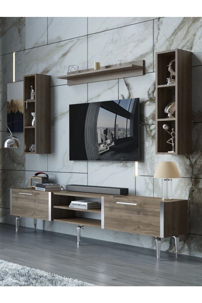 Myniture Home & Living Festival Tv Ünitesi S3009-2-Y1-D1 Silver Ceviz