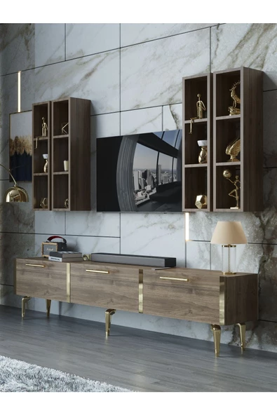 Myniture Home & Living Festival Tv Ünitesi G3002-2-Y1-D1 Gold Ceviz ürün görseli 1