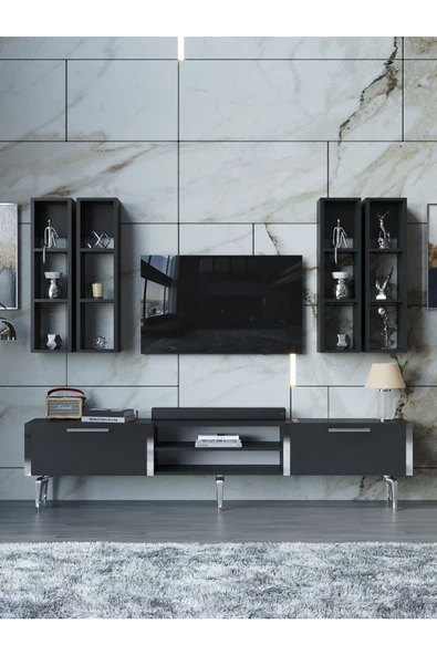 Myniture Home & Living Festival Tv Ünitesi S3001-4-Y1-D1 Silver Antasit - 2