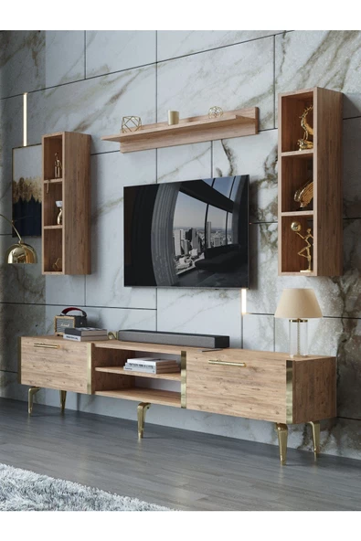 Myniture Home & Living Festival Tv Ünitesi G3009-6-Y1-D1 Gold A. Çam