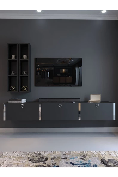 Myniture Home & Living Festival Tv Ünitesi S13003-4 Antrasit Silver Duvara Monte tv sehpası - 2