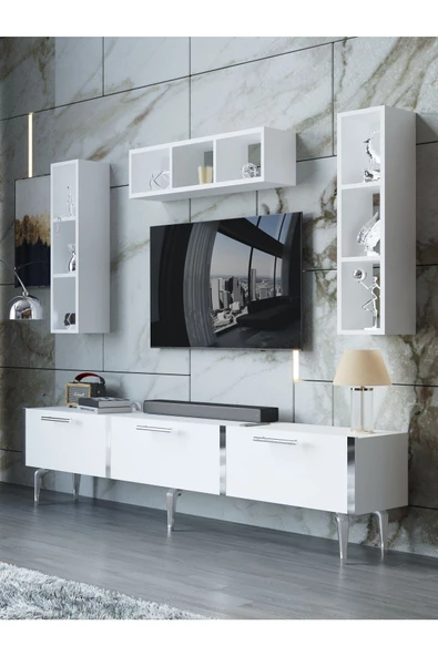 Myniture Home & Living Festival Tv Ünitesi S3007-1-Y1-D1 Silver Beyaz ürün görseli 1