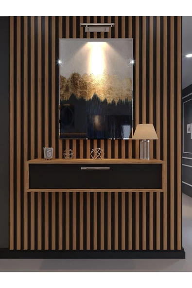 Myniture Home & Living Lüks Dresuar Çam Antrasit - Silver Kulp - 2