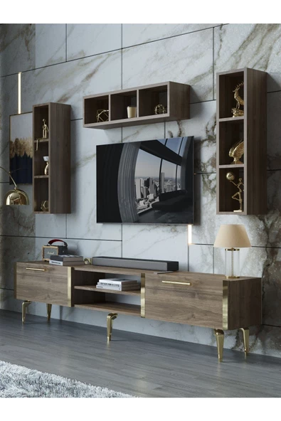 Myniture Home & Living Festival Tv Ünitesi G3006-2-Y1-D1 Gold Ceviz - 1
