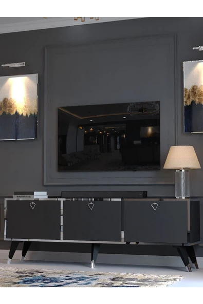 Myniture Home & Living Festival Silver Tv Sehpası SP-M1001-6 Çam Minifiks Bağlantı - 3