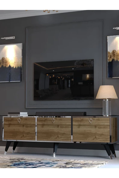 Myniture Home & Living Festival Silver Tv Sehpası SP-M1001-2 Ceviz Minifiks Bağlantı - 3