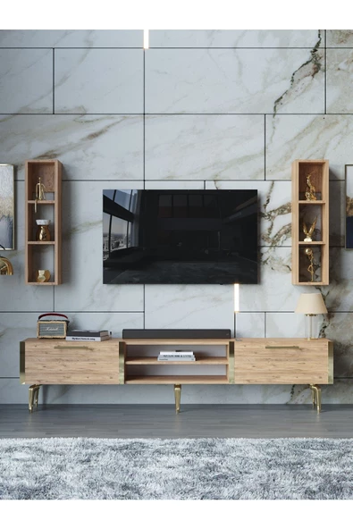 Myniture Home & Living Festival Tv Ünitesi G3000-6-Y1-D1 Gold A. Çam - Resim 2