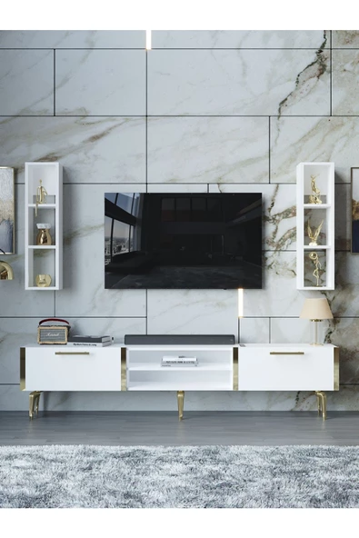 Myniture Home & Living Festival Tv Ünitesi G3000-1-Y1-D1 Gold Beyaz - 2