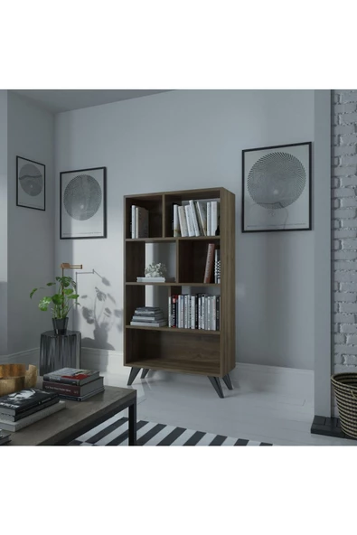 Myniture Home & Living Festival Raflı Kitaplık Kaliteli Kitaplık Ceviz