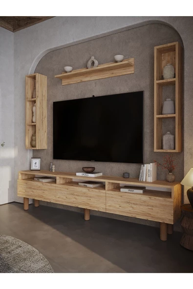 Myniture Home & Living Festival Tv Ünitesi BH3037-6 Çam Bohem Tv Sehpası - Resim 3