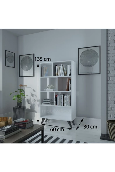 Myniture Home & Living Festival Raflı Kitaplık Kaliteli Kitaplık Beyaz - 2