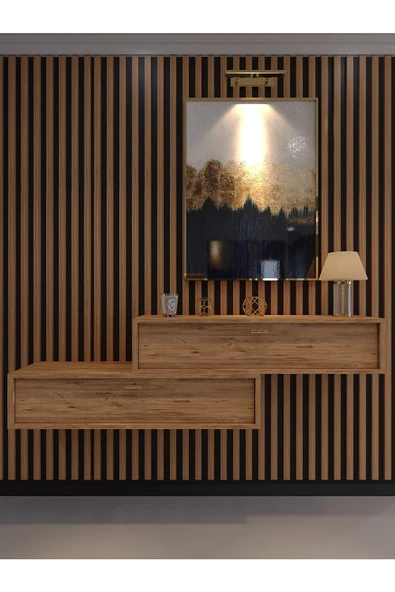 Myniture Home & Living Lüks Dresuar İkili Çam - Gold Kulp - 2