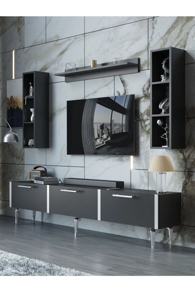 Myniture Home & Living Festival Tv Ünitesi S3008-4-Y1-D1 Silver Antasit