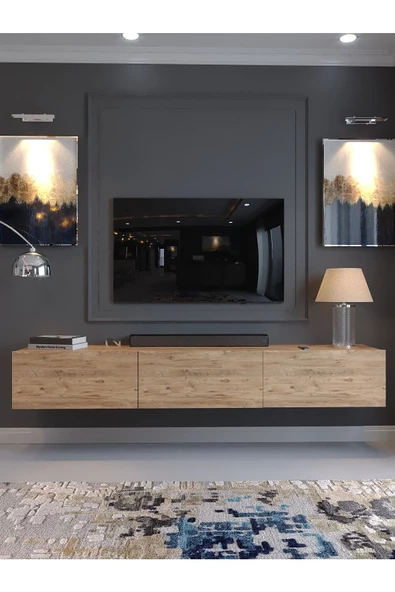 Myniture Home & Living Festival Tv Sehpası DV-Q17-6 Parlak Minifiks Bağlantı Duvara Monte Tv Ünitesi - 2