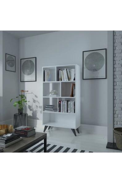 Myniture Home & Living Festival Raflı Kitaplık Kaliteli Kitaplık Beyaz