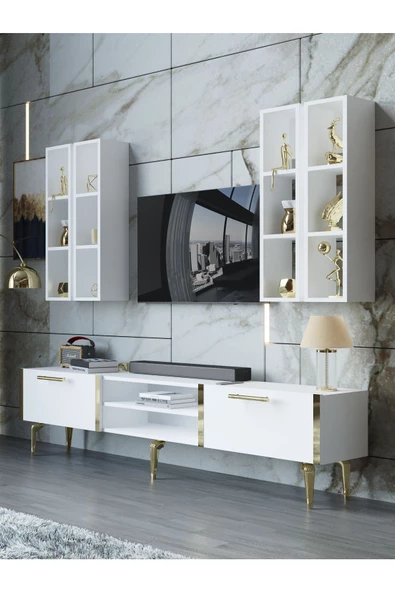 Myniture Home & Living Festival Tv Ünitesi G3001-1-Y1-D1 Gold Beyaz