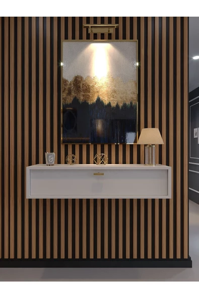 Myniture Home & Living Lüks Dresuar Beyaz - Gold Kulp