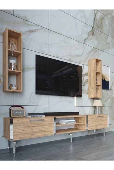 Myniture Home & Living Festival Tv Ünitesi S3000-6-Y1-D1 Silver A. Çam - Resim 3