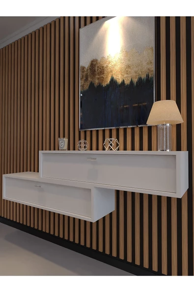 Myniture Home & Living Lüks Dresuar İkili Beyaz - Silver Kulp - 2