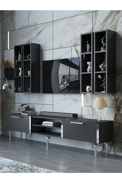 Myniture Home & Living Festival Tv Ünitesi S3001-4-Y1-D1 Silver Antasit